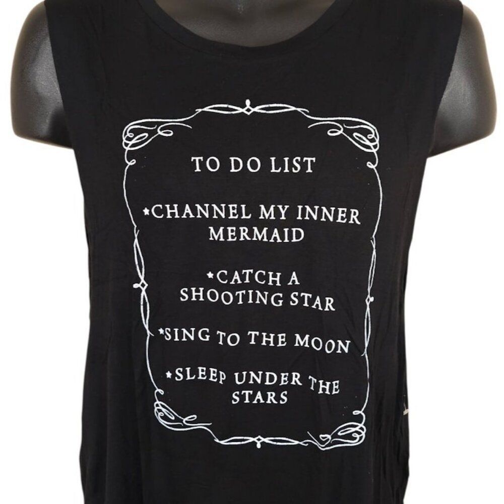 Desert Dreamer Tank Top Womens Size Medium Black Mermaid Shooting Star Moon